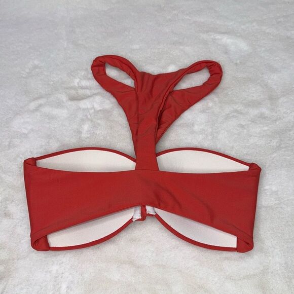 MIKOH Padded Bandeau High Neck Bikini Top Red Size Small - Picture 2 of 6